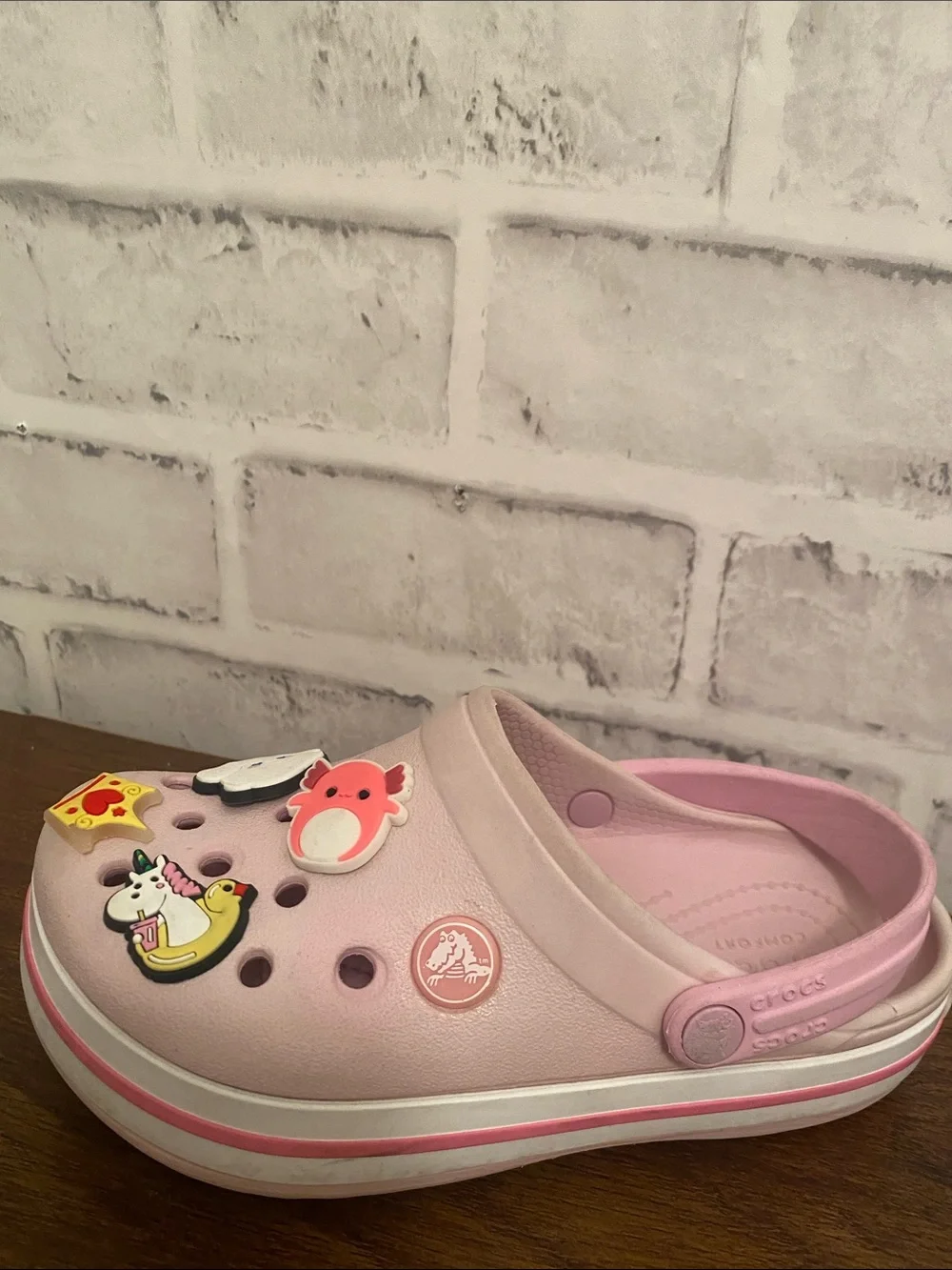 CROCS Kids Light Pink Slip-On Clog with Charm Decorations